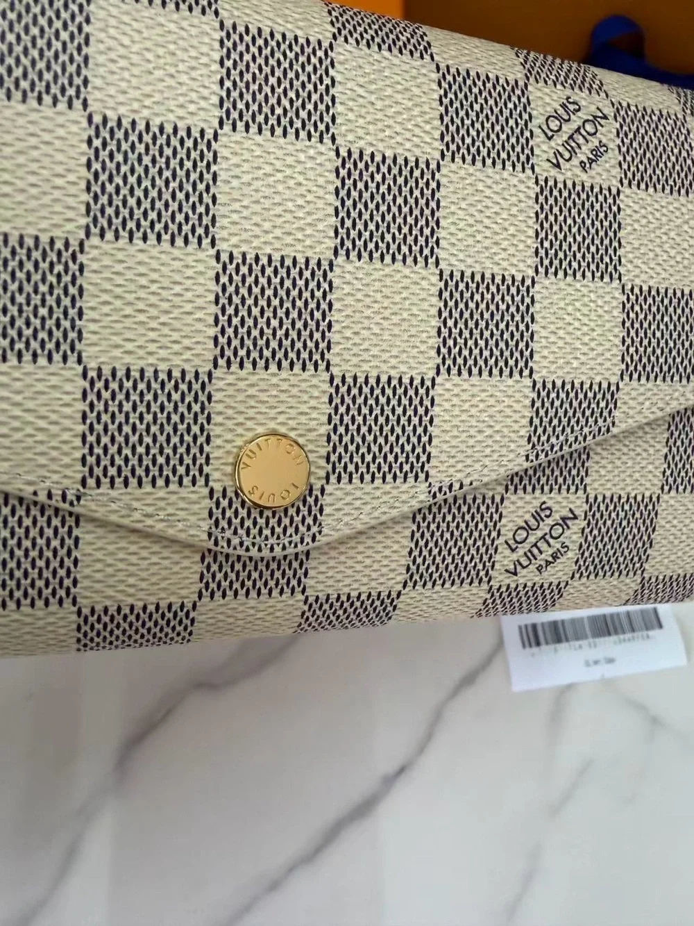 Louis Vuitton Damier Azur Check Wallet - Cream/Blue-Gray